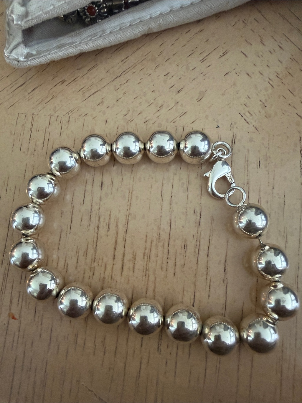 Sterling Silver Bead Bracelet  Silver